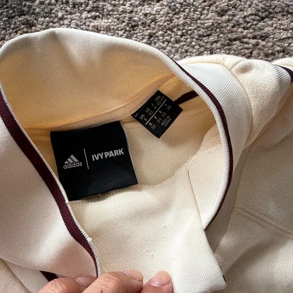 ADIDAS x IVY PARK BEYONCÉ Original Pullover Sweatshirt Ecru Tint Maroon - Picture 12 of 12